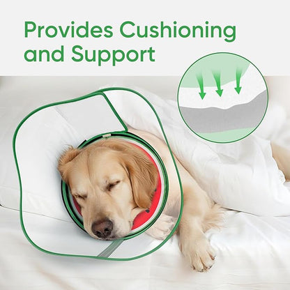 Sponge Dog Cone Collar, Dog Recovery Collar Alternative with Detachable High Clear Shield, Adjustable Soft Neck Cone for Small Medium Large Dogs, Stop Licking After Surgery (Watermelon,S)