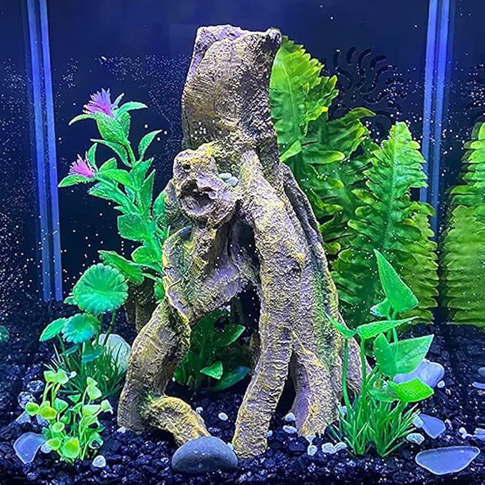 SLOCME Aquarium Resin Wood Trunk Ornament - Lifelike Driftwood Decor,Betta Fish or Other Pets Can Swim Through The Branches