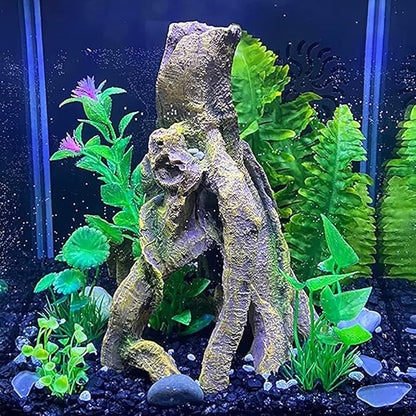 SLOCME Aquarium Resin Wood Trunk Ornament - Lifelike Driftwood Decor,Betta Fish or Other Pets Can Swim Through The Branches