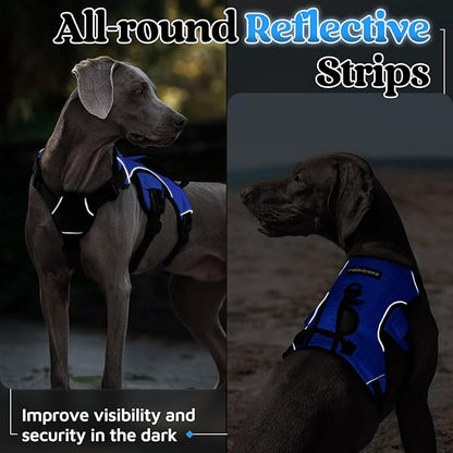 rabbitgoo Escape Proof Dog Harness, Soft Padded Full Body Pet Harness, Reflective Adjustable No Pull Vest with Lift Handle and Leash Clip for Large Dogs Walking Hiking Training, XL, Blue