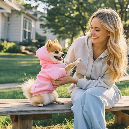 Idepet Pet Dog Hoodies Dog Clothes for Small Dogs Vest Chihuahua Clothes Warm Coat Jacket Autumn Puppy Outfits Cats Dogs Clothing(M,Pink)