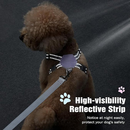 Pawaboo Small Dog Harness and Leash Set, Puppy Harness X-Frame No Pull No Choke, Dog Vest Harness Adjustable for Small Medium Sized Dogs,Soft Breathable Pet Harness for Walking Outing, L, Purple Plaid