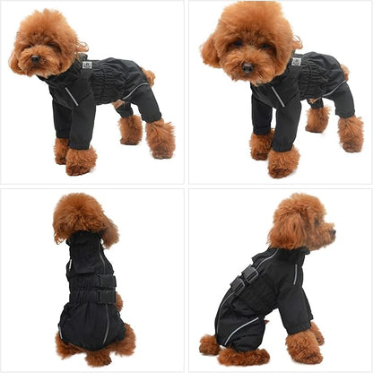 Dogs Waterproof Jacket, Lightweight Waterproof Jacket Reflective Safety Dog Raincoat Windproof Snow-Proof Dog Vest for Small Medium Large Dogs Black L