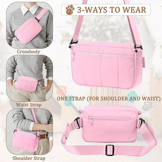 Fashion Dog Treat Pouch with Clicker Stylish Crossbody Dog Walking Bag, 3-in-1 Dog Training Treat Pouch with Removable Waterproof Liner, Treat Holder Waist Bag for Puppy Training & Daily Walks