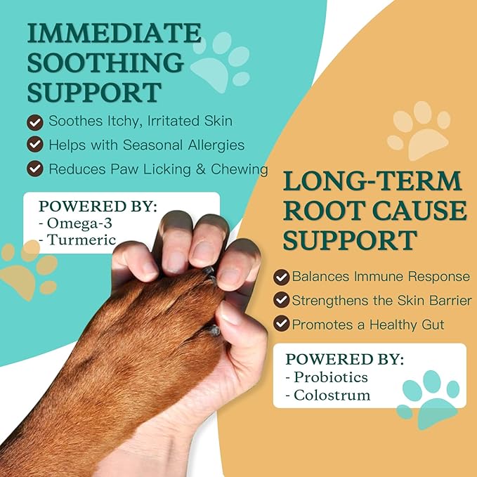 NATURE TARGET Dog Allergy Chews - Dog Allergy Relief, for Skin, Coat, Anti-Itch, Seasonal Allergies, Scratching, Pawlicking, 180 Freeze Dried Chews