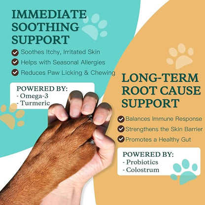 NATURE TARGET Dog Allergy Chews - Dog Allergy Relief, for Skin, Coat, Anti-Itch, Seasonal Allergies, Scratching, Pawlicking, 180 Freeze Dried Chews