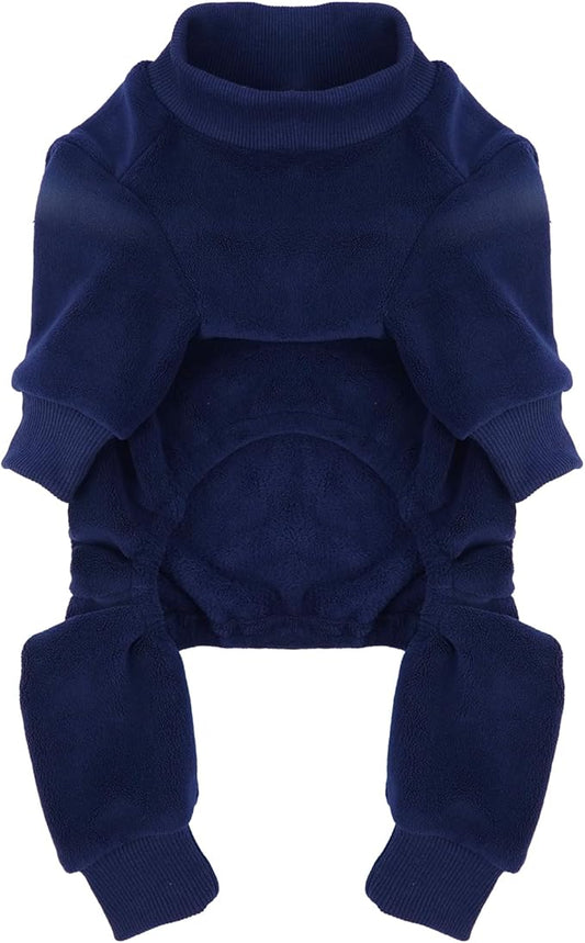 Large Dog Pajamas Winter Fleece Sweaters Cold Weather Dog Onesie Warm Cozy Pjs for Warm Sleep Stretchy Christmas Halloween Pet Jumpsuit 4 Legs Jammies for Dogs Boy, Blue 4XL