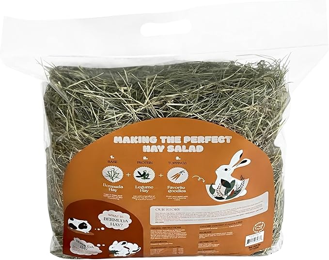 SimplyHay Bermuda Hay – High-Fiber, Low-Calcium Coastal Grass for Rabbits, Guinea Pigs & Small Pets – All-Natural, Hand-Packed, Timothy-Allergy Friendly (24 oz)