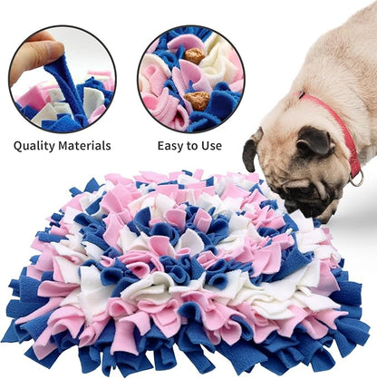 LIVEKEY Pet Snuffle Mat for Dogs, Dog Feeding Mat, Nosework Training Mats for Foraging Instinct Interactive Puzzle Toys (Blue&Pink&White)