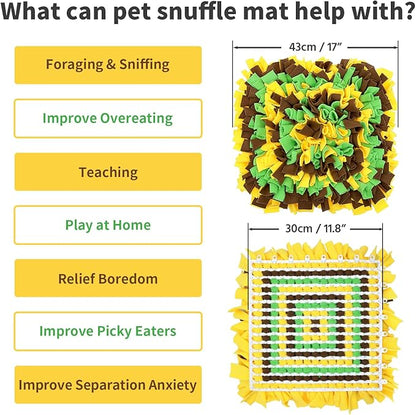 LIVEKEY Pet Snuffle Mat for Dogs, Dog Feeding Mat, Nosework Training Mats for Foraging Instinct Interactive Puzzle Toys (Yellow&Brown&Green)