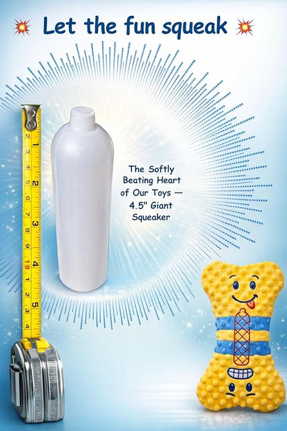 Crinkle Dog Toy – No Stuffing Dog Toy with a big Squeaker for Small,Medium & Large Breeds–Squeaky Toy - Ideal for Energetic Shaking,Fetch and Toothing–Durable Soft Pet-Safe Materials-Yellow Bone 12.2”