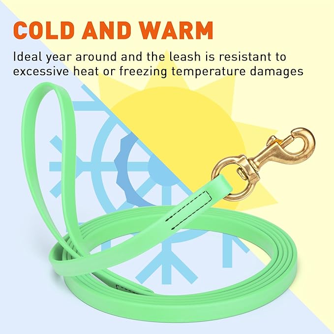 Viper Biothane K9 Working Dog Leash Waterproof Lead for Tracking Training Schutzhund Odor-Proof Long Line with Solid Brass Snap for Puppy Medium and Large Dogs, 20ft Sea Foam Green
