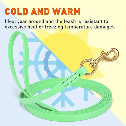 Viper Biothane K9 Working Dog Leash Waterproof Lead for Tracking Training Schutzhund Odor-Proof Long Line with Solid Brass Snap for Puppy Medium and Large Dogs, 20ft Sea Foam Green