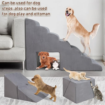 7 Steps Dog Stairs & Steps for High Beds 30-36 inches High Tall, LitaiL 33inch 7 Steps Pet Stairs/Steps for High Beds Small Large Dogs, Non-Slip Dog Ramps/Ladder for Old Dogs/Cats