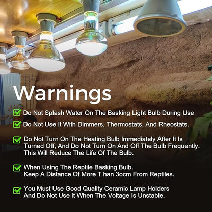 MISDOOD Reptile Heat Lamp 100W, 2 Pack Daylight UVA Basking Light Bulbs with E26 Base for Lizards, Turtles, Snakes and Amphibians