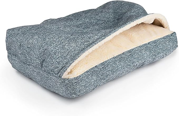 Snoozer Pet Products Luxury Rectangle Cozy Cave Dog Bed with Microsuede, Showdog Collection, Medium, Palmer Indigo