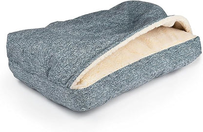 Snoozer Pet Products Luxury Rectangle Cozy Cave Dog Bed with Microsuede, Showdog Collection, Medium, Palmer Indigo
