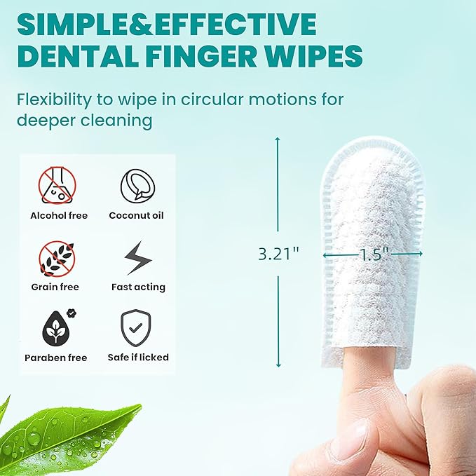 Dental Care Finger Wipes 120 Counts,Teeth Cleaning Finger Wipes for Dogs & Cats,Reduces Plaque & Supports Oral Freshness, Coconut Scent