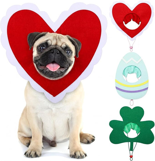 Huhumy Valentine's Day St Patrick's Day Easter Dog Hat Set for Dogs Holiday Party Felt Headgear Accessories Costume Pets Party Collection Outfit Decorations(Small)