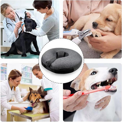 MIDOG Dog Cone - Inflatable Soft Donut Collar Alternative for Dogs After Surgery, Protective Recovery Collar Prevents Licking, Comfortable E-Collar Alternative for Small Medium Large Dogs (Gray, M)