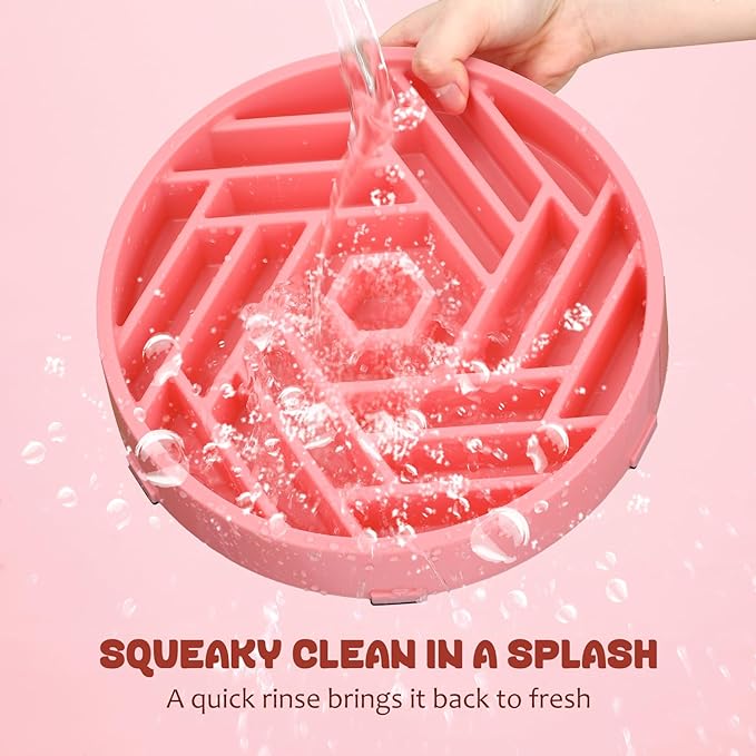 WHIPPY Slow Feeder Dog Bowl, Puzzle Maze Design to Slow Down Eating, 3-Cup Capacity, Anti-Gulping Food Bowl for Medium & Large Dogs,Pink