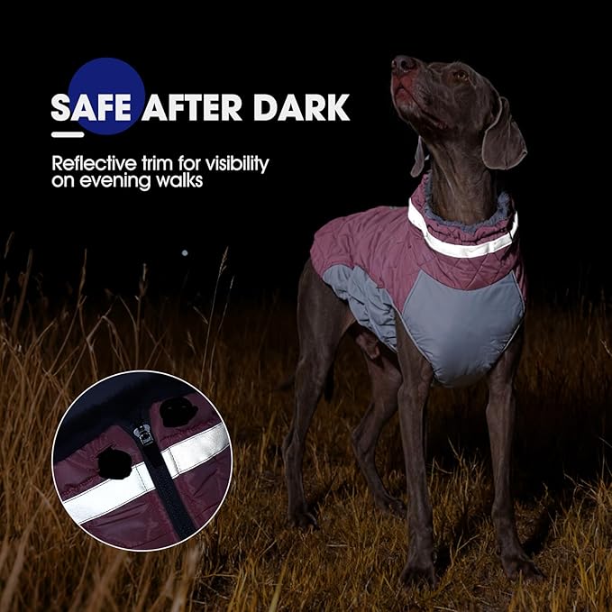 FUAMEY Dog Coat for Medium Dogs,Waterproof Dog Winter Jacket with Harness Built in Puppy Cold Weather Coats Reflective Pet Vest with Zipper Warm Fleece Dogs Snowsuit Windproof Pink M