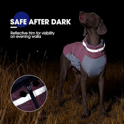 FUAMEY Dog Coat for Medium Dogs,Waterproof Dog Winter Jacket with Harness Built in Puppy Cold Weather Coats Reflective Pet Vest with Zipper Warm Fleece Dogs Snowsuit Windproof Pink M