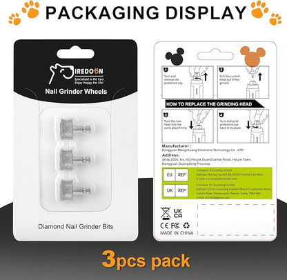 Dog Nail Grinder Replacement Head-Integrated Grinding Head for Casfuy and Most Brands, Highly Efficient, Safe and Durable (3pcs)