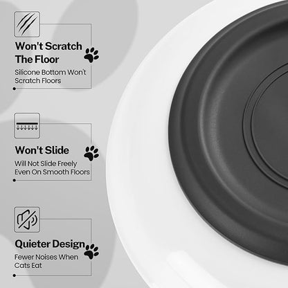 Cat Food Bowl, Whisker Friendly Ceramic Cat Bowls with Nonslip Silicone Bottom, Pack of 3 Quiet Dishes and Plates for Feeding Indoor Cats, Kittens and Small Dogs(Fishbone,Shallower)