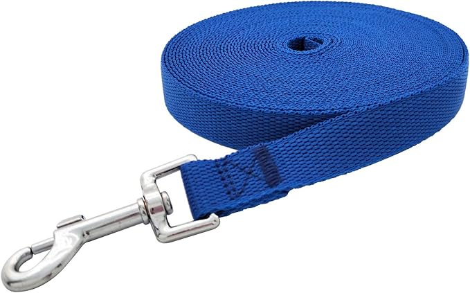 Nylon Training Dog Leash for Small Medium Large Dogs, 15ft 20ft 30ft 50ft Long Leash Dog/Puppy Lead for Obedience Recall Training, Camping (15ft, Blue)