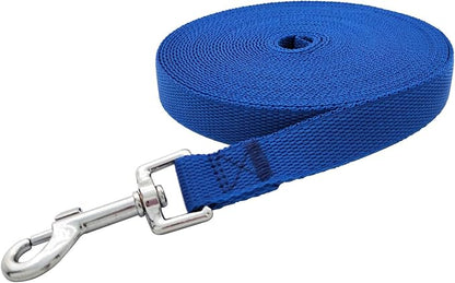 Nylon Training Dog Leash for Small Medium Large Dogs, 15ft 20ft 30ft 50ft Long Leash Dog/Puppy Lead for Obedience Recall Training, Camping (15ft, Blue)