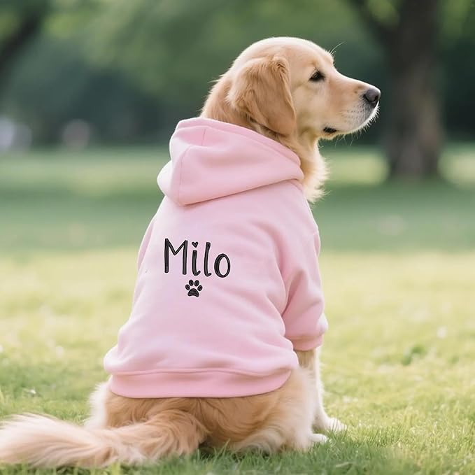 Personalized Name Dog Hoodie, Embroidered Hoodies Pets Name, Customized Pet Clothes Warm Winter Outfit for Dogs, Bright Puppy Sweatshirt,Gift for Dog Lovers, Pet Lovers Gifts