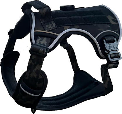 Ragnarok Multicam Black Tactical Dog Harness with LED Light, Durable Luxury Vets, MOLLE Panels, Service Dog Vest Small, Medium, XL, XXL Dogs