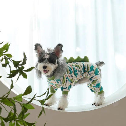 CuteBone Dinosaur Costume Dog Pajamas, Stretchy Spandex Crystal Velvet Sleepwear Coat for Small Dogs, Soft & Warm Pet Outfit Clothes for Cold Weather, Cozy Pullover Design COSP05XL