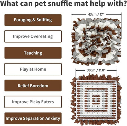 LIVEKEY Pet Snuffle Mat for Dogs, Dog Feeding Mat, Nosework Training Mats for Foraging Instinct Interactive Puzzle Toys (Brown&Gray&White)