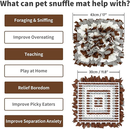LIVEKEY Pet Snuffle Mat for Dogs, Dog Feeding Mat, Nosework Training Mats for Foraging Instinct Interactive Puzzle Toys (Brown&Gray&White)