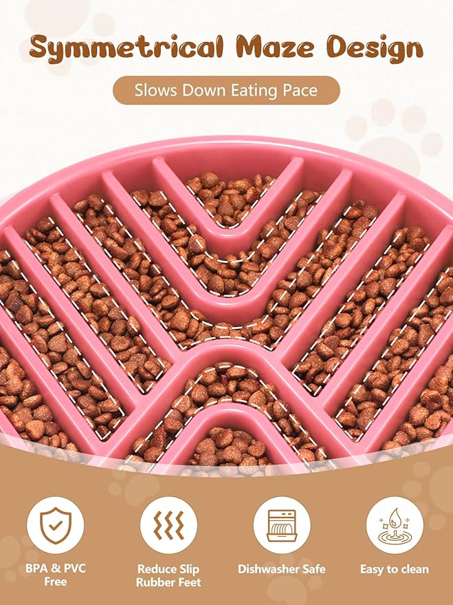 KASBAH Slow Feeder Dog Bowls Large Breed, Holds 5 Cups Wet or Dry Food for Large and Medium Dogs,Puzzle Maze for Fast Eaters,Square Base,Non-Slip, Made Without BPA,Helps Prevent Bloat & Aid Digestion