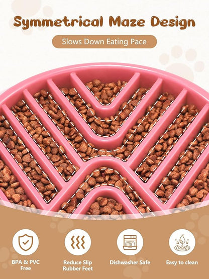 KASBAH Slow Feeder Dog Bowls Large Breed, Holds 5 Cups Wet or Dry Food for Large and Medium Dogs,Puzzle Maze for Fast Eaters,Square Base,Non-Slip, Made Without BPA,Helps Prevent Bloat & Aid Digestion