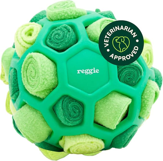 Reggie Forager Ball for Dogs | Interactive Treat Dispensing Toy for Mental Stimulation | Reduces Boredom, Stress & Hyperactivity | Enrichment Ball for Small to Medium Sized Dogs | Durable & Washable