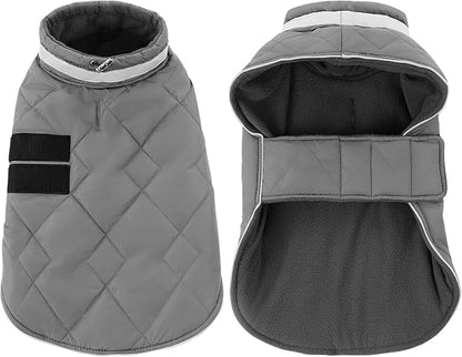 Dog Winter Coat Warm Padded Puppy Jacket Windproof Water Resistant Clothes for Small Medium Large Pets Christmas Sweater Outfit Vest(Grey, XS)