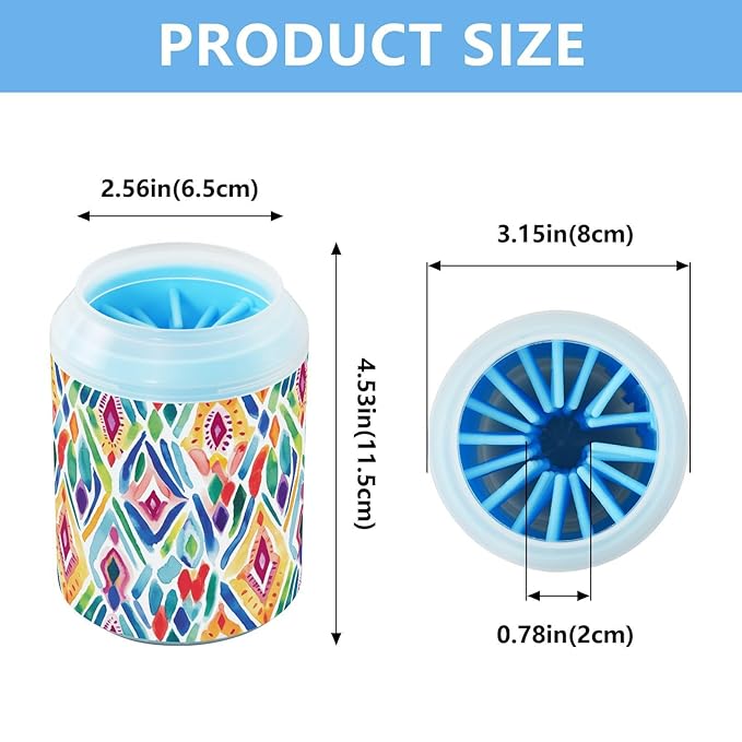 Dog Paw Cleaner Cups for Dogs Pets Foot Washer Paw Scrubber for Medium Small Cats Dogs Cleaning Cup Watercolor Pop Art