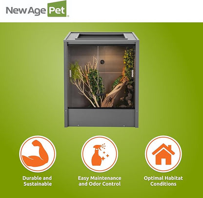 New Age Pet® Madagascar Vertical Reptile Lounge Habitat, (30" L x 24" W x 36" H) Arboreal Chameleon Cage Made with ECOFLEX®, Non-Toxic & Eco-Friendly Materials, Quick & Easy Assembly