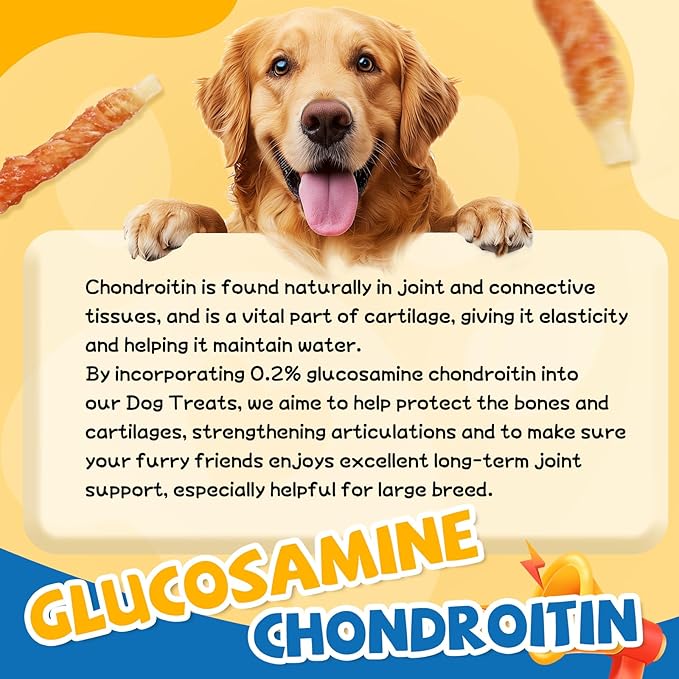 Gazeupon Soft Dog Treats, Healthy Training Treats for Dogs, Rawhide Free Snacks for Small Dogs, Chicken Wrapped Cod Sticks w/Glucosamine Chondroitin