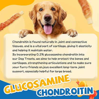 Gazeupon Soft Dog Treats, Healthy Training Treats for Dogs, Rawhide Free Snacks for Small Dogs, Chicken Wrapped Cod Sticks w/Glucosamine Chondroitin