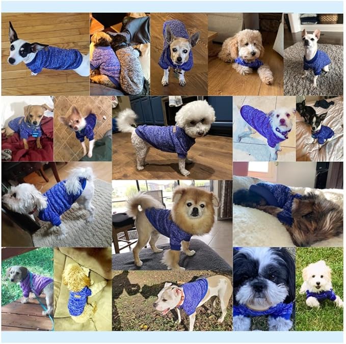 Jecikelon Dog Clothes Dogs Sweater Soft Puppies Clothing Winter Puppy Sweaters Warm Outfit for Dogs Small XXS XS Cat Apparel (Dark Blue, S)