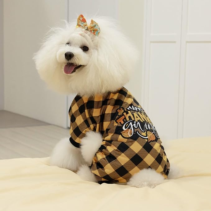 CuteBone Thanksgiving Dog Pajamas Costumes Pet Clothes Cat Apparel Shirt Winter Holiday Cute Pjs Outfits for Doggie Onesies P261XS X-Small