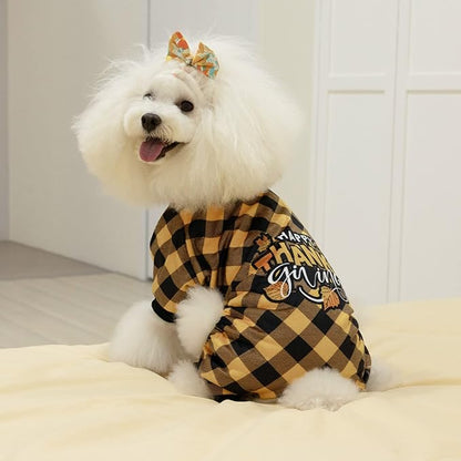 CuteBone Thanksgiving Dog Pajamas Costumes Pet Clothes Cat Apparel Shirt Winter Holiday Cute Pjs Outfits for Doggie Onesies P261S