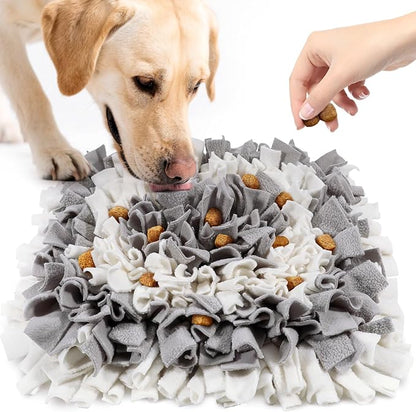 LIVEKEY Pet Snuffle Mat for Dogs, Dog Feeding Mat, Nosework Training Mats for Foraging Instinct Interactive Puzzle Toys (Gray&White)