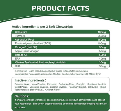 Dog Allergy Relief Chews, Dog Itch Relief Chews for Large Dogs Paw Licking Itchy Skin Seasonal Allergies, Probiotics with Astragalus Omega-3 for Coat Immune Supplement-150ct
