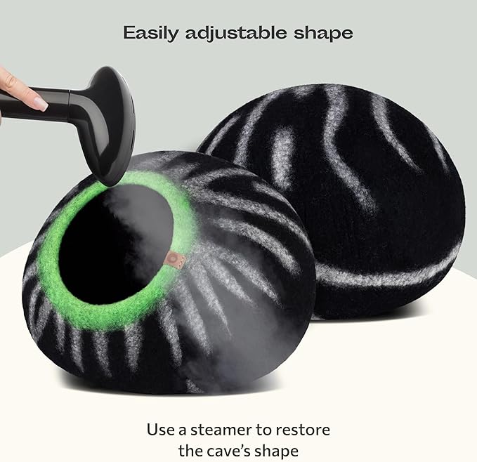 MEOWFIA Cat Cave – Premium Felt Cat Bed for Indoor Cats, Handmade 100% Merino Wool, Cat (Large, Shining Tiger)